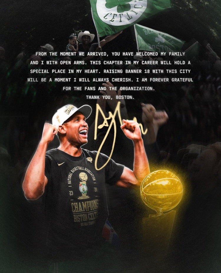 霍福德致谢绿军：为波士顿升起第18面总冠军旗帜将是永生铭记时刻